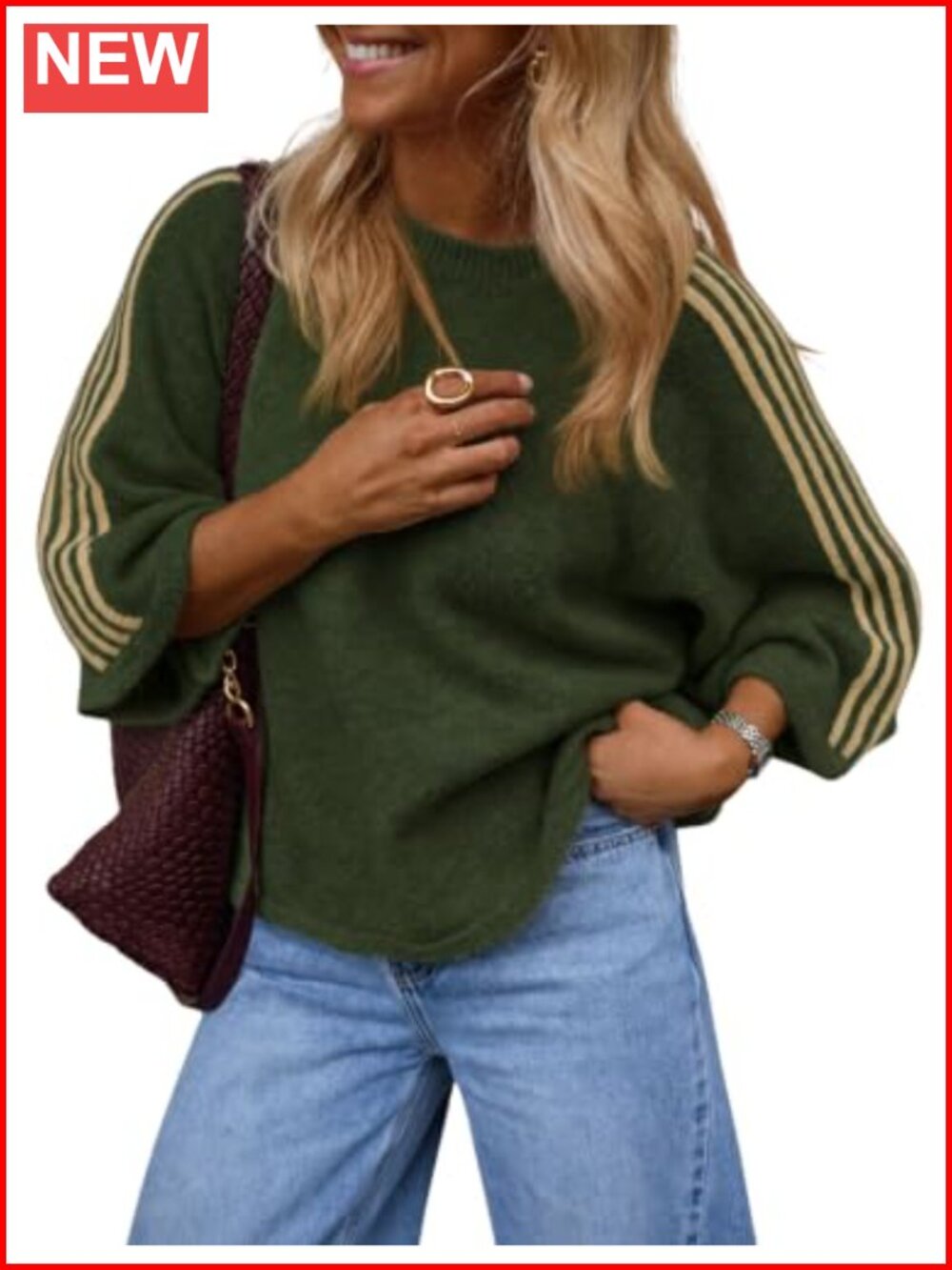 Oversized Striped Short Sleeve Crew Neck Pullover Knit Sweater Top